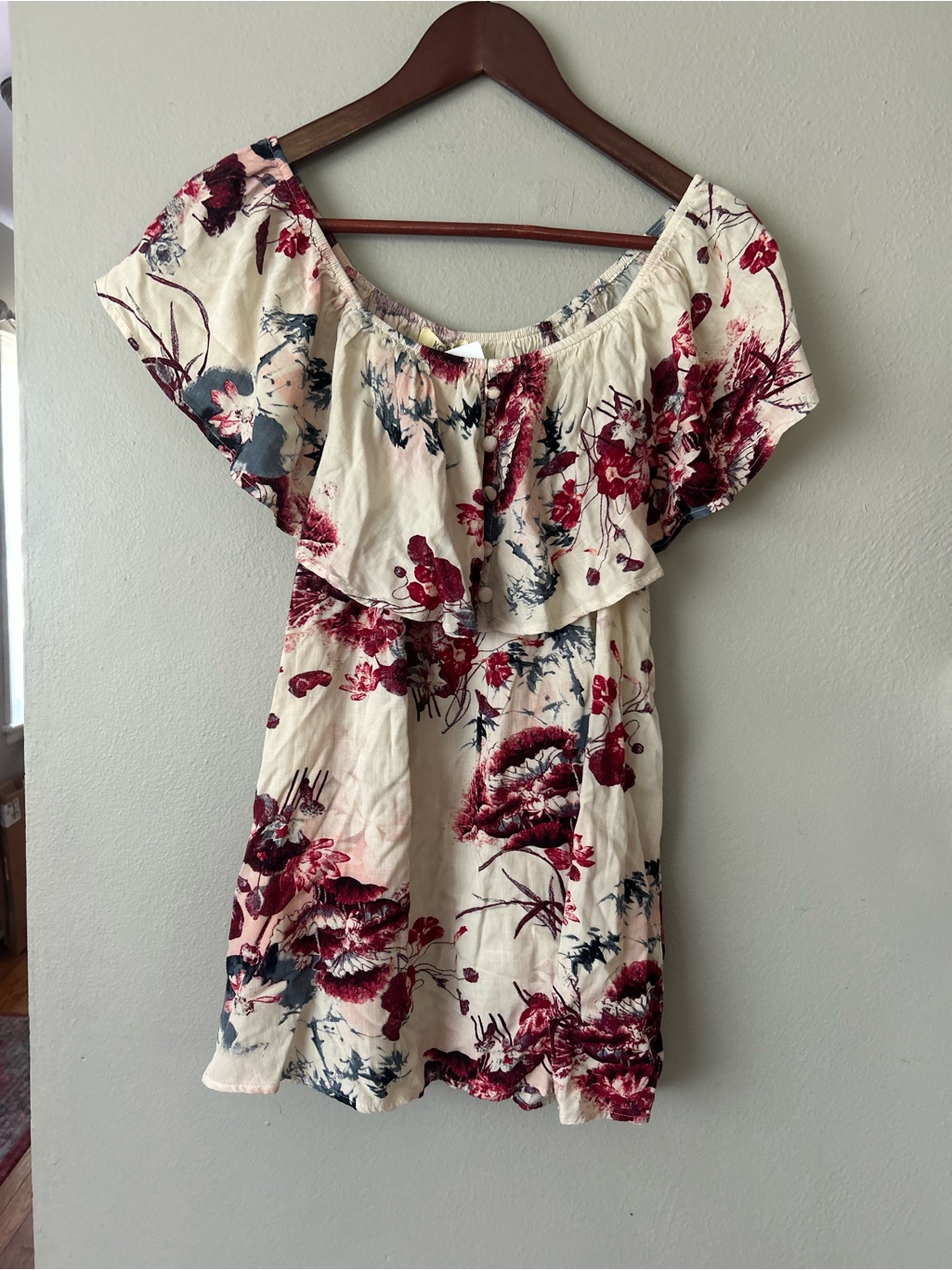 Kori America Nwt Off Shoulder Floral Boho Ruffle Blouse Medium
